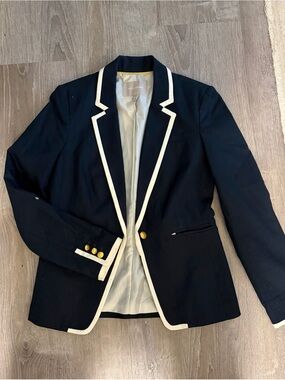 Navy Blazer with White Piping, perfect for summer